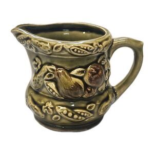 Vintage Mid Century Modern MCM Glazed Tilso Creamer Pitcher Japan Fruit Green